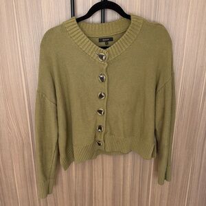 Quince herb green 100% organic cotton cropped Cardigan
